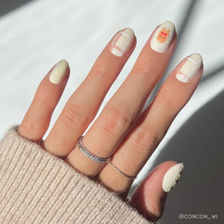 Glamnetic - Wholesale Press-On/Fake Nails - Gingerbread Knit Press-On Nails | Short Oval| Halloween Fall