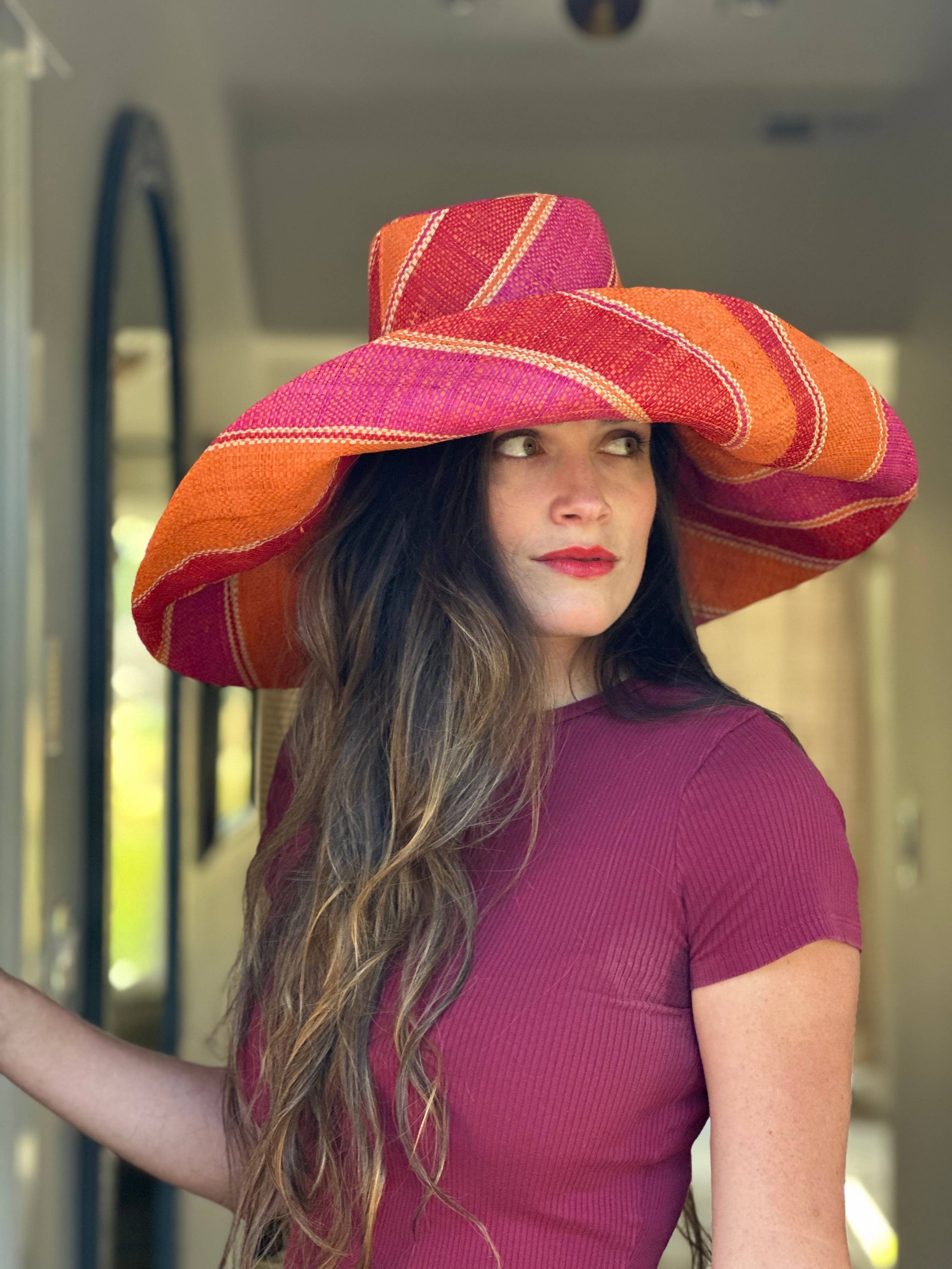 Shebobo - Vente Chapeau de paille – femme - Chapeaux de paille Shebobo Monica à larges bords rayés 13 cm et 18 cm pliables54