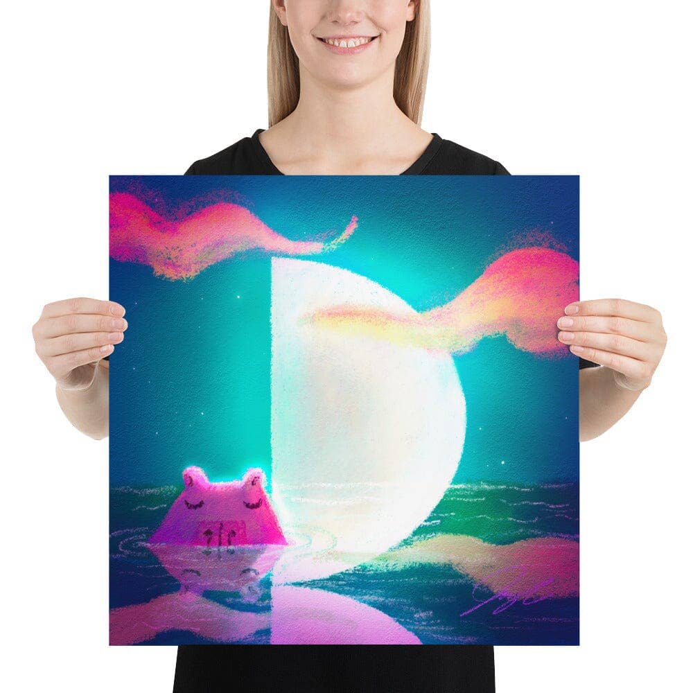 JoyousJoyfulJoyness - Wholesale Painting/Drawing - Moonlit Capybaras Collection - 4 - "First Quarter Moon" Painting [Unfoiled]4