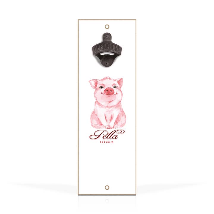 Customizable 5x15" Plaque & Bottle Opener: Watercolor Pig for wholesale by Matrix