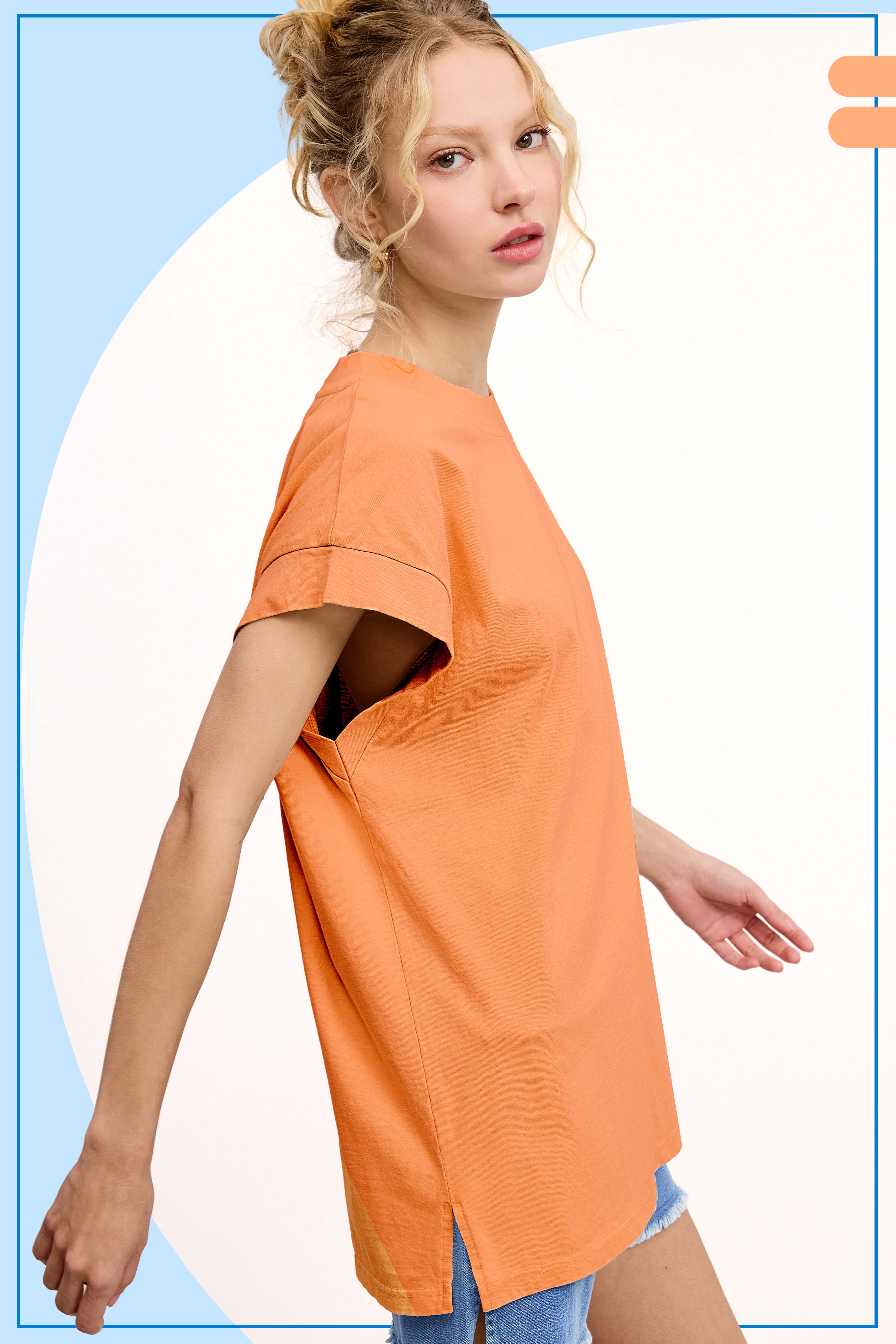 La Miel – wholesale Tunika - Dam – MCT7689-Mineraltvättad Kortärmad topp med rund halsringning20