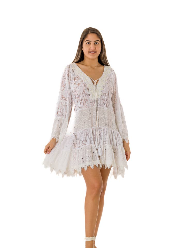 CS-145 Mooie witte kanten jurk voor wholesale door Ranee's