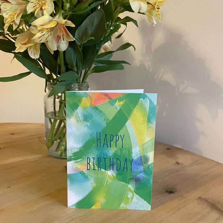 Beth Garner - Wholesale Birthday Card - 'Happy Birthday' Lime Green Card
