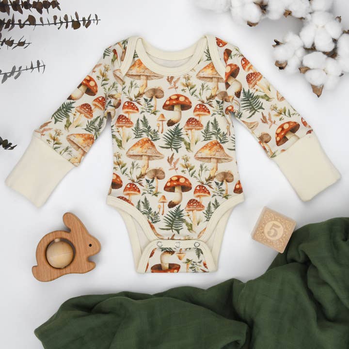 Body bébé à manches longues en coton biologique, Anis pour la vente par Earthy