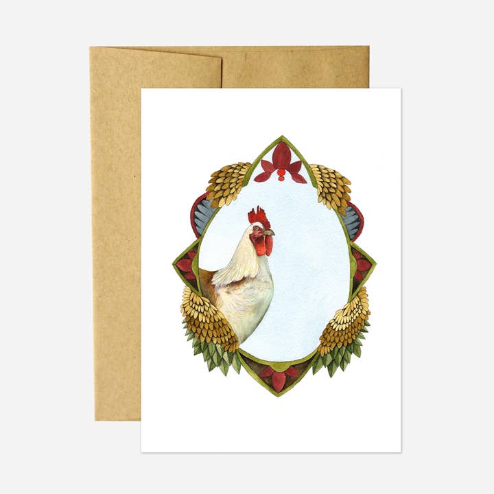 Card - Chicken - Quilted Portrait for wholesale by Polanshek of the Hills