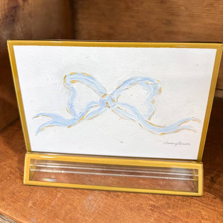 Mackenzie Kissell Art - Wholesale Art Print - ‘French Blue Bow' in Acrylic Gold Frame Easter 4x62