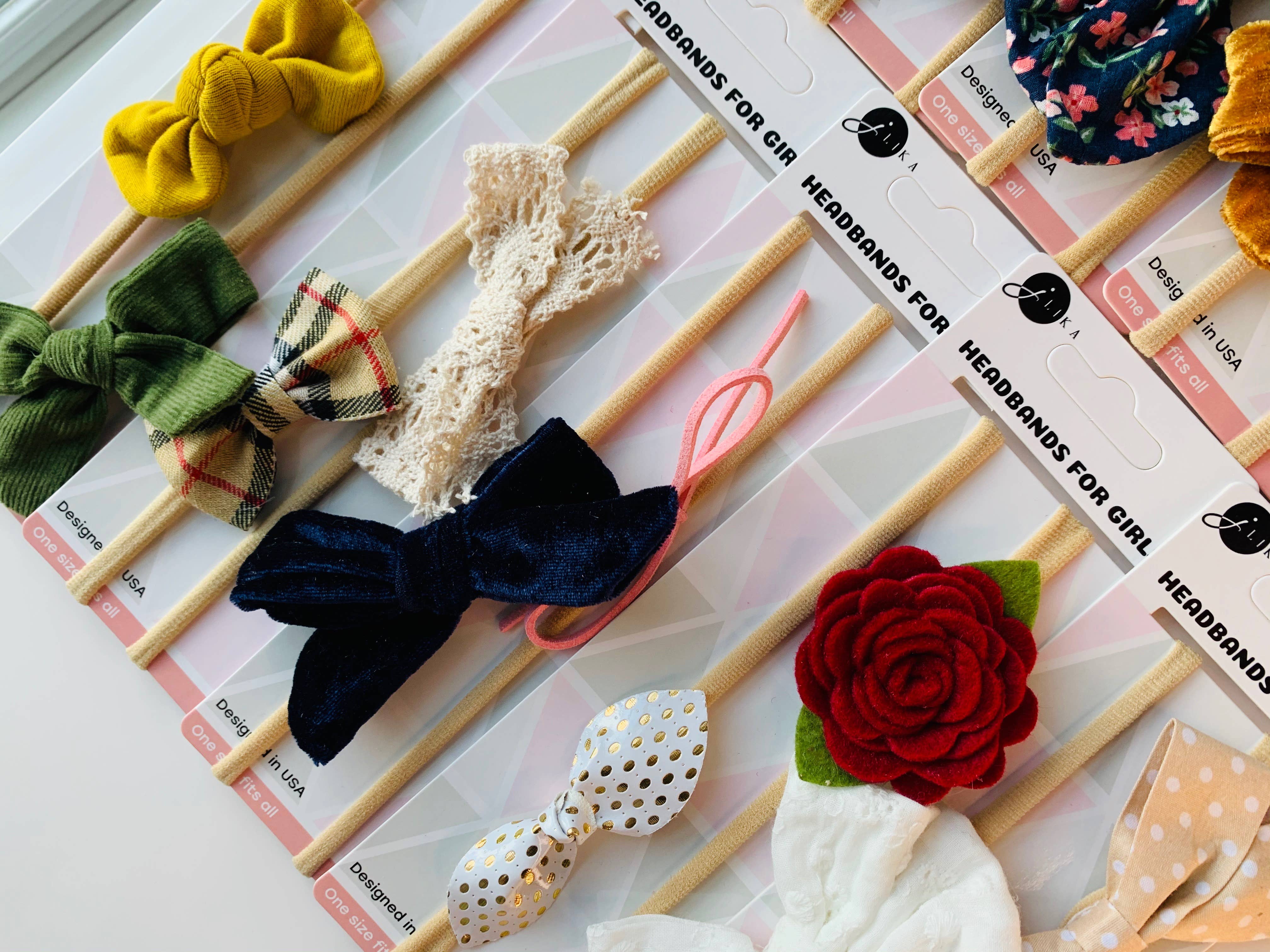 JLIKA - Wholesale Hair Bow - Baby - Baby Girl Headbands Nylon Bows Pack of 2 - Assorted Mix2