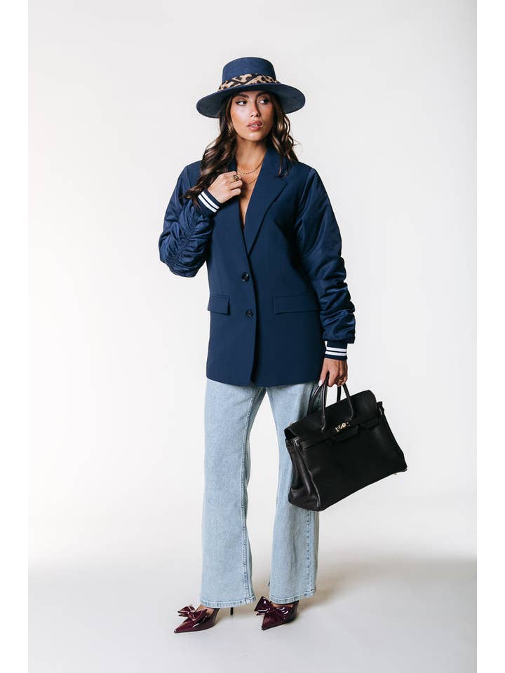 Gemma Contrast Blazer | Navy for wholesale on Faire2