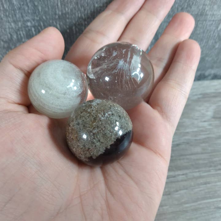 Keystone Crystals - Wholesale Spiritual Stone/Crystal - Tanzania Rutile & Garden Quartz Sphere 1 LB Lot