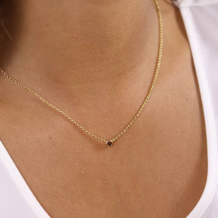 GoldFi - Wholesale Pendant/Charm Necklace - 18k Gold Filled Dainty Bezel CZ Birthstone Necklace16
