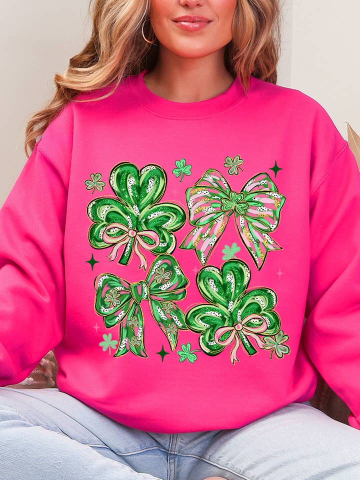 Lucky Luxe Bows Heavy Blend Crew Sweatshirt for wholesale by Wholesale Accessory Market