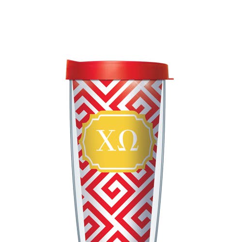 Chi Omega Greek Key Tumbler for wholesale by FREEHEART
