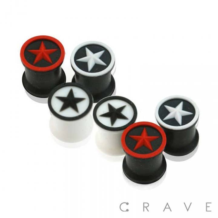 ULTRAFLEXIBLER DOPPEL-FLARE-STECKER AUS SILIKON MIT STERNPRÄ für den Großhandel von CRAVE