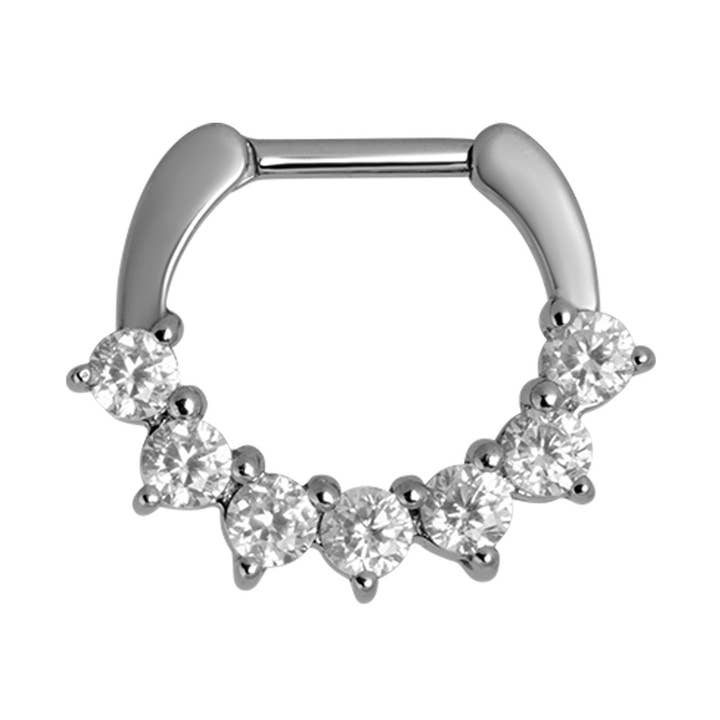 Surgical steel septum clicker with cubic zirconia for wholesale by Bodywings