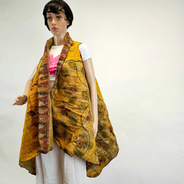 Feltiful - Wholesale Outerwear Vest - Women's - Marino Wool & Silk Assorted Yellow Sandwich Outer2