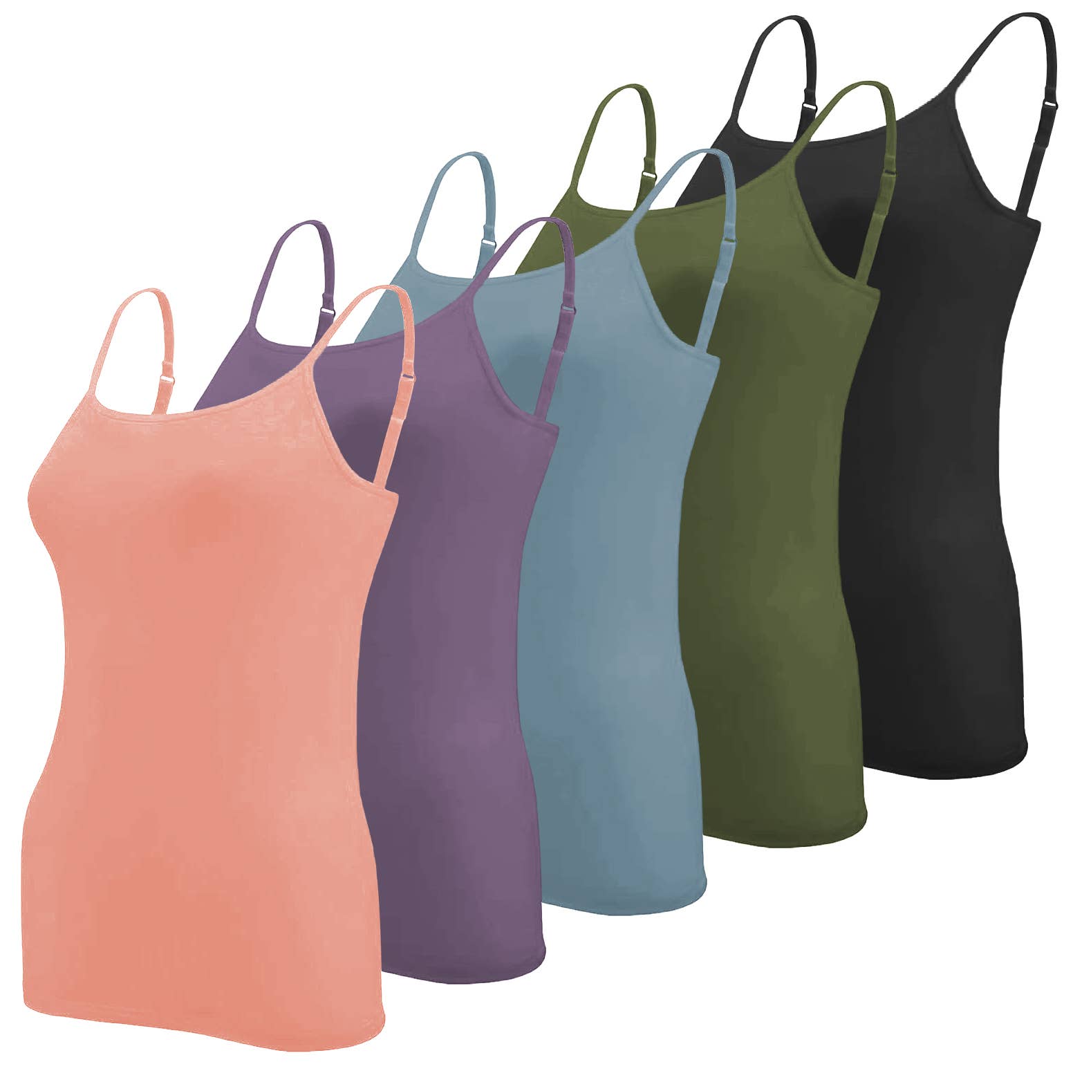 I-Wear Brands - Vente Débardeur – femme - Lot de 5 débardeurs camisoles réglables à bretelles spaghetti pour femmes1