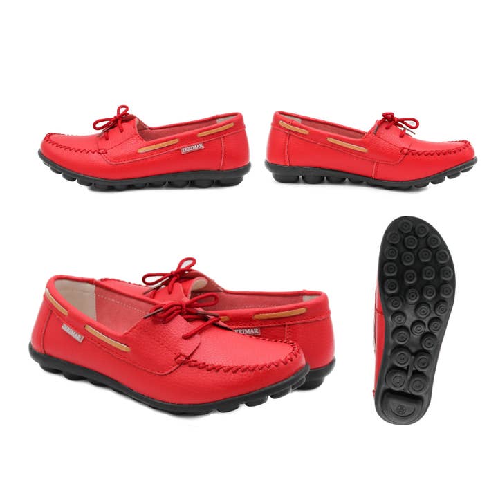 Rojo Mocasines de cuero para mujer Zerimar - Zapatos de vestir cómodos, rojo de venta al por mayor en Faire