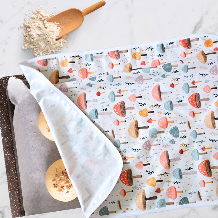 Woodland Mushroom Reusable Cookie Sheet Pan Proofing Cover for wholesale by Summit Sourdough