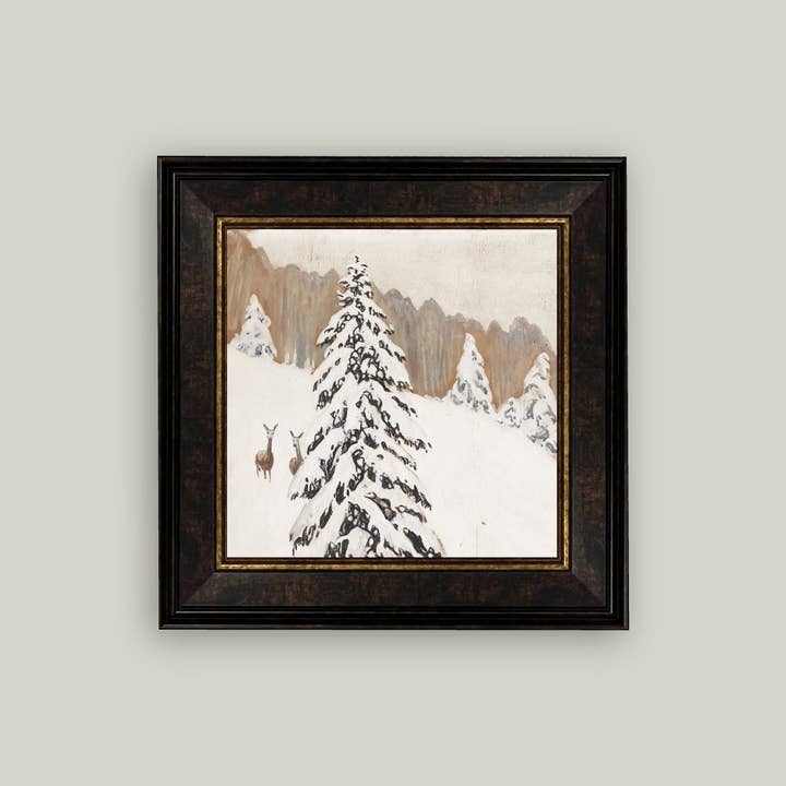Petal Lane Home - Wholesale Art Print - Snowy Pine Tree Framed Antique Art