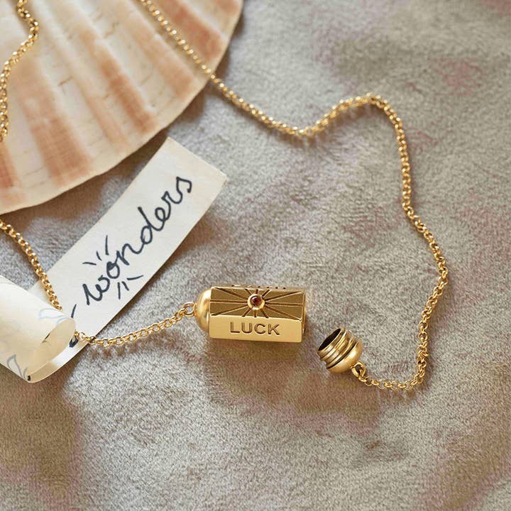 Wishbox Garnet Peridot Necklace for wholesale by A Beautiful Story