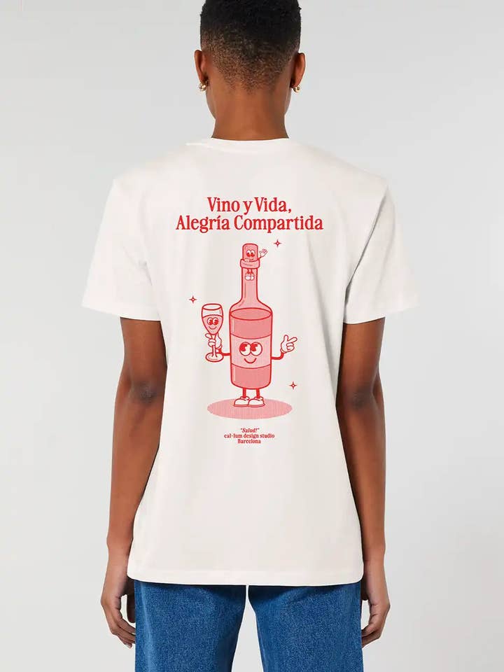 Vino Y Vida Organic Unisex T-Shirt for wholesale by cal·lum design studio