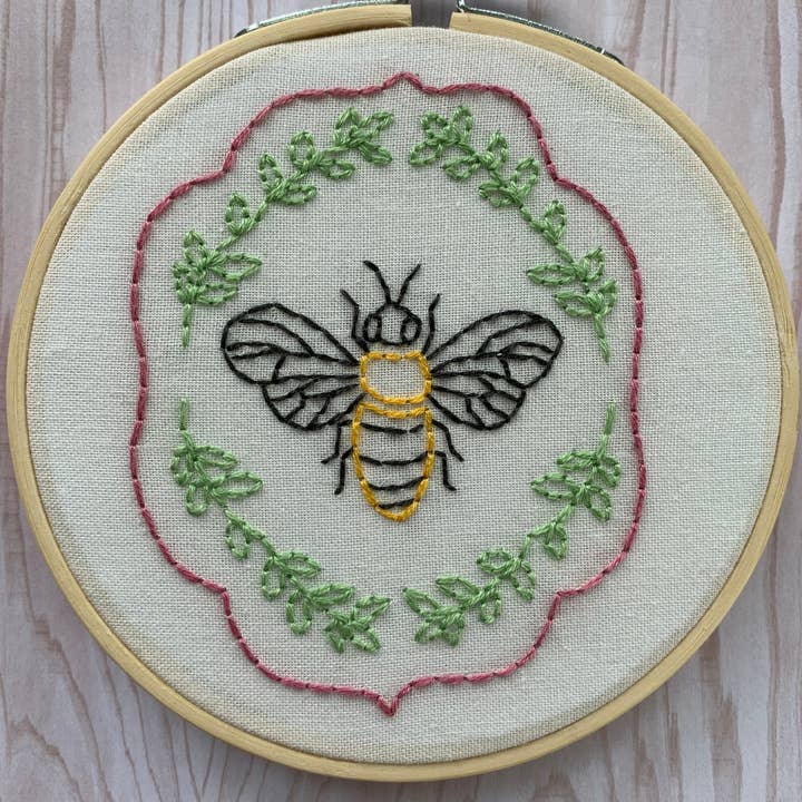 Bee and Vines Finished Embroidery Hoop for wholesale by H Squared Designs