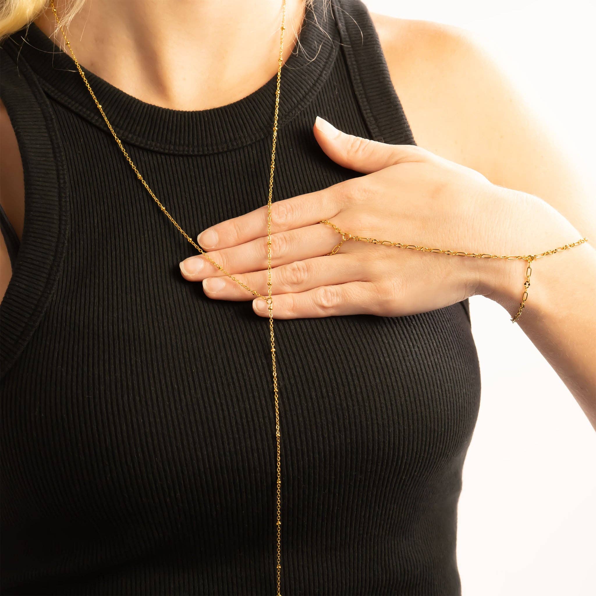 WJW - Wholesale Link & Chain Bracelet - 18K Gold PVD Stainless Steel Smooth Lip Hand Chain5