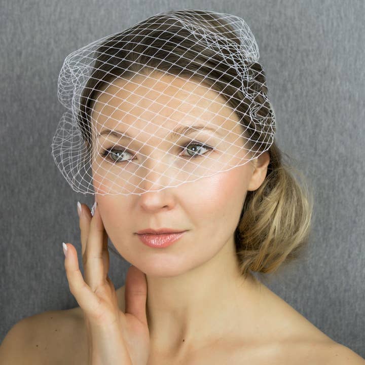 BridalSpain - Wholesale Veil - Women's - Elegant Couture Bridal Birdcage Veil with Headband or Clip2
