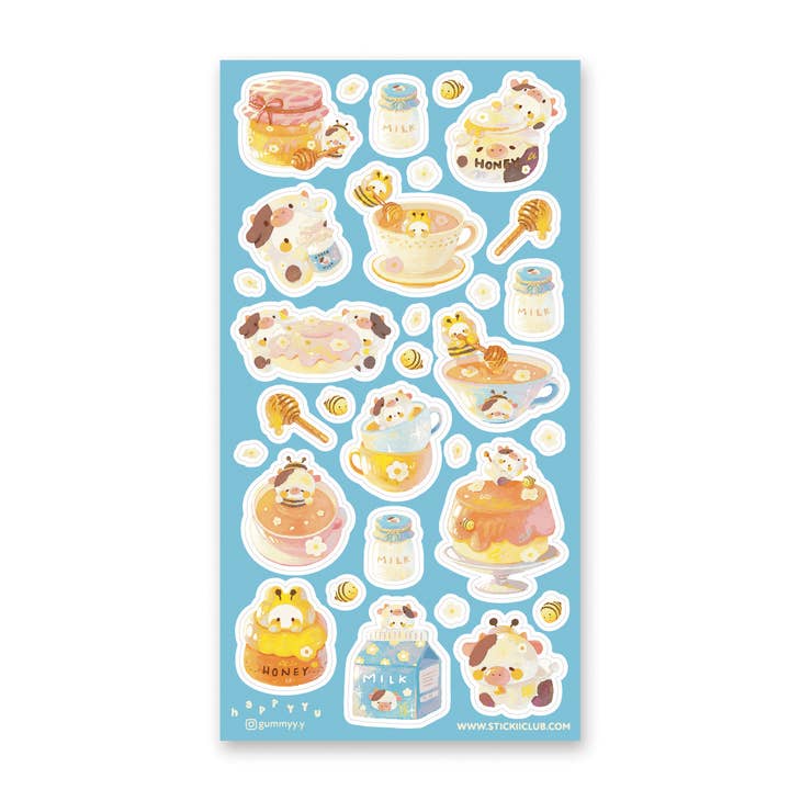 STICKII - Wholesale Sticker - Kawaii Milk and Honey Sticker Sheet