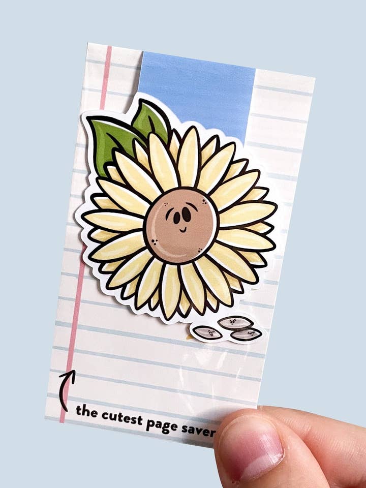 Sunflower Magnetic Bookmark for wholesale by Millie Paper Co.