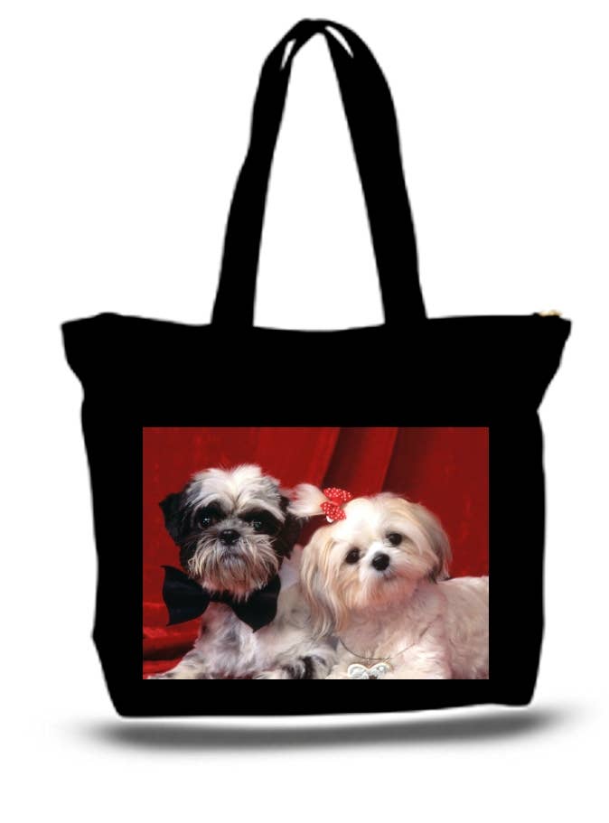 BMS BIZ - Wholesale Tote Bag - Unisex - 2 Cute Shih Tzu Large Tote Grocery & Stuff Bag0