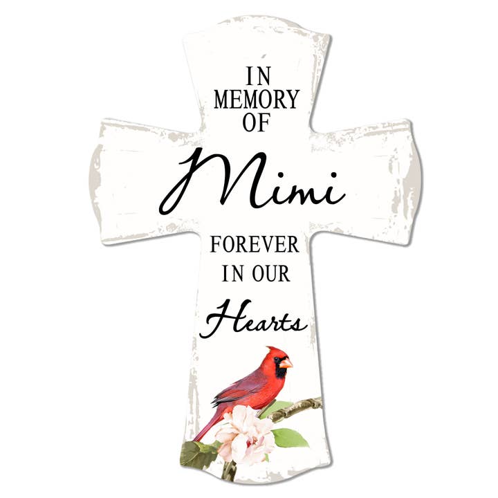Cardinal Wall Cross – In Memory of Mimi Funeral Decor for wholesale by LifeSong Milestones