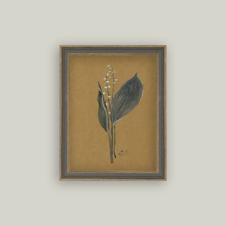 Petal Lane Home - Wholesale Art print - Lily On Brown Framed Antique Art
