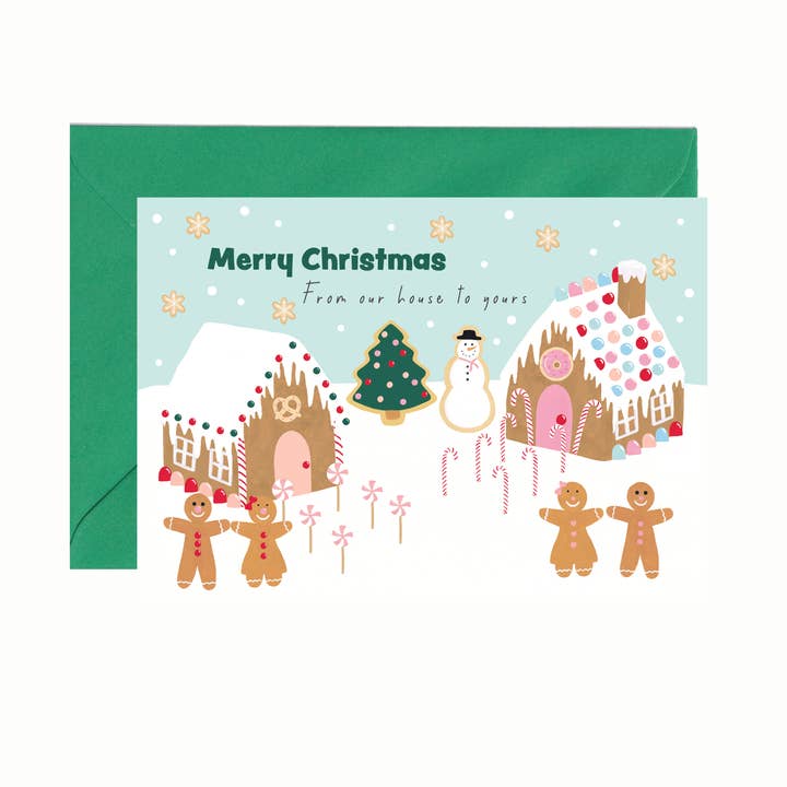 Tarjeta de Navidad de Gingerbread House para venta al por mayor de Charlotte Farr Illustrations