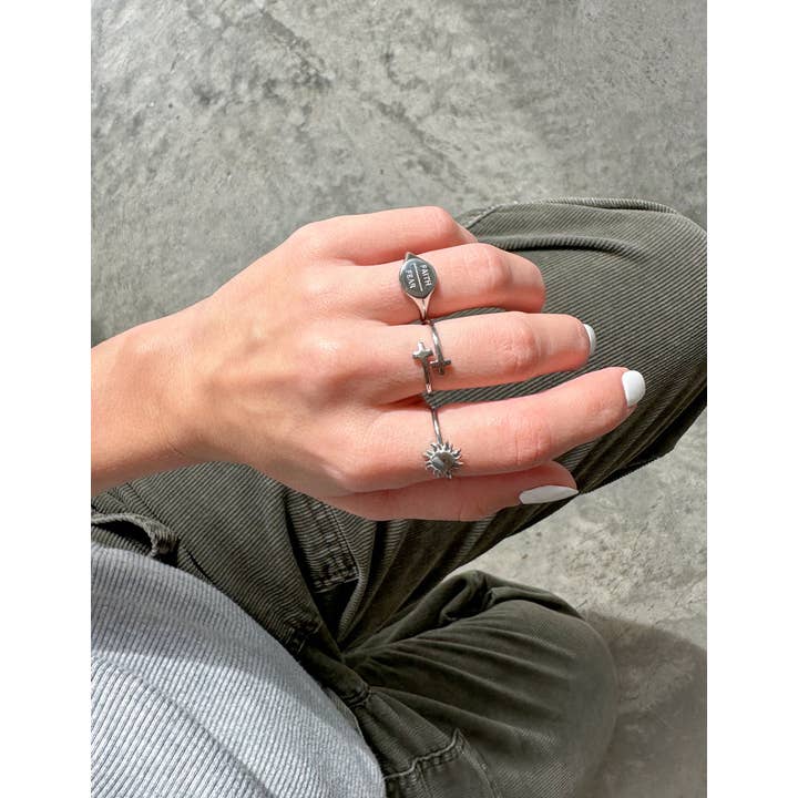 Elevated Faith - Wholesale Band/Stacked Ring - Silver Wrapped Cross Ring1