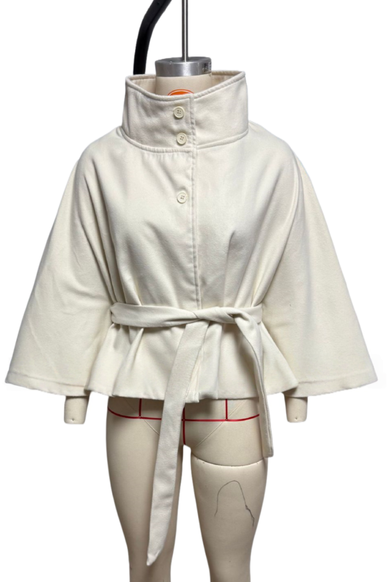 Rosa Clothing - Wholesale Jacket - Women's - Elegance Funnel neck Belt cape jacket8