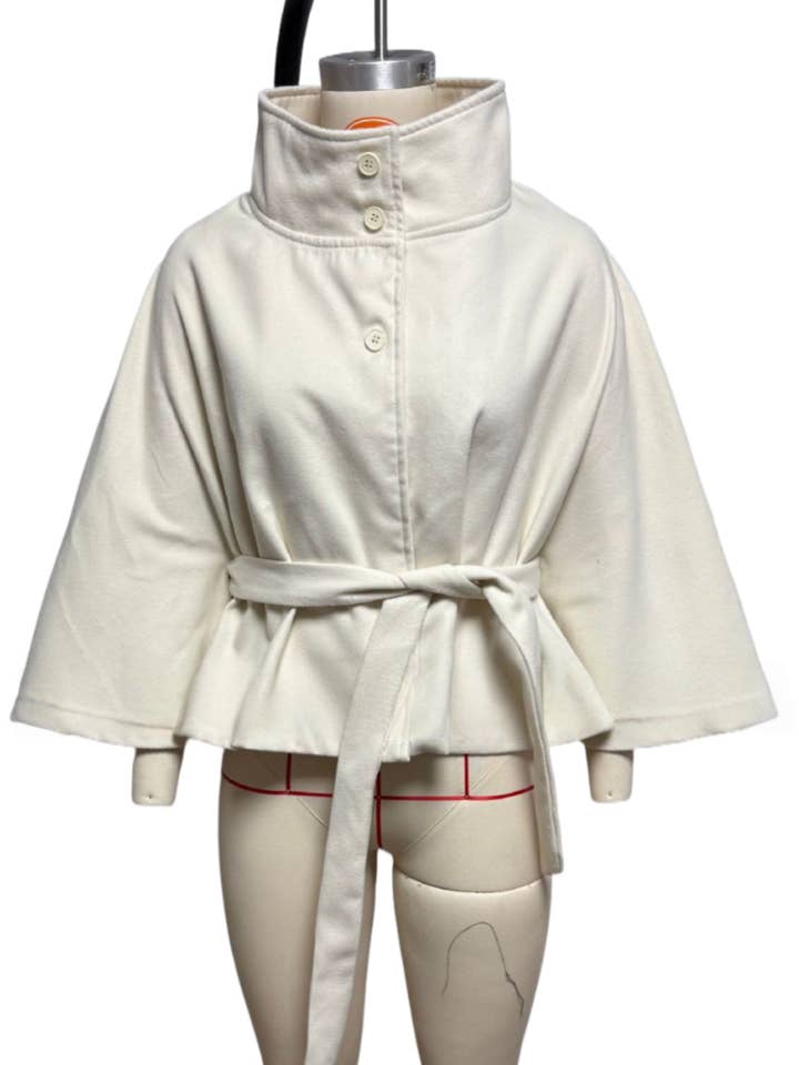 Rosa Clothing - Wholesale Jacket - Women's - Elegance Funnel neck Belt cape jacket8