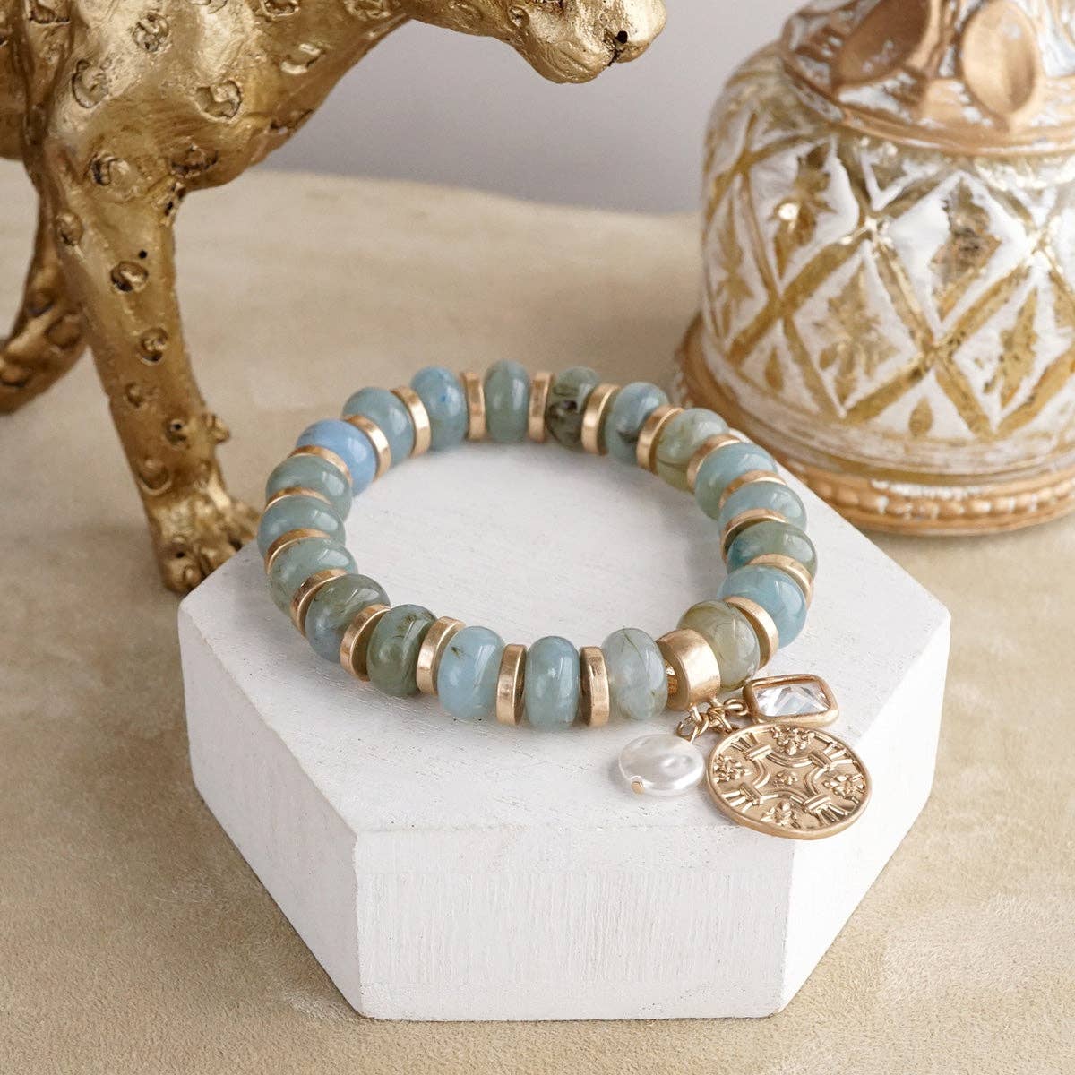 PennyLine inc - Vente Bracelet de perles - Couches Fidèles – Bracelet de Perles Rondelles Acryliques Épaisses & Pièces en Grappes3