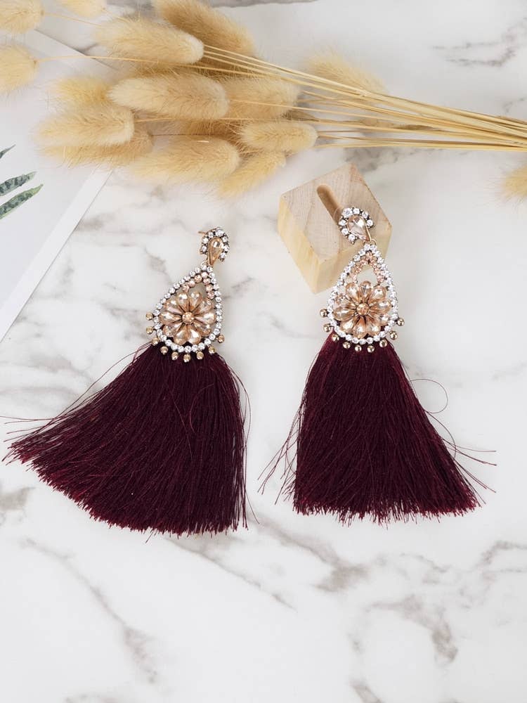 Victoria Moda - Wholesale Tassel Earrings - Zirconia Earrings With Fringes1