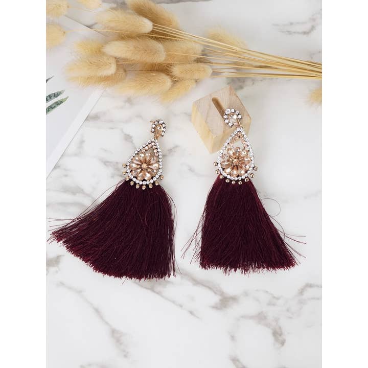 Victoria Moda - Wholesale Tassel Earrings - Zirconia Earrings With Fringes1