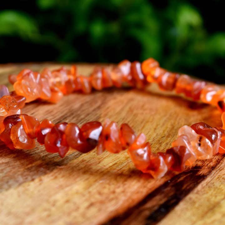 AK Healing Crystals - Wholesale Beaded Bracelet - Carnelian Chip Bracelet, Baroque Crystal Jewelry