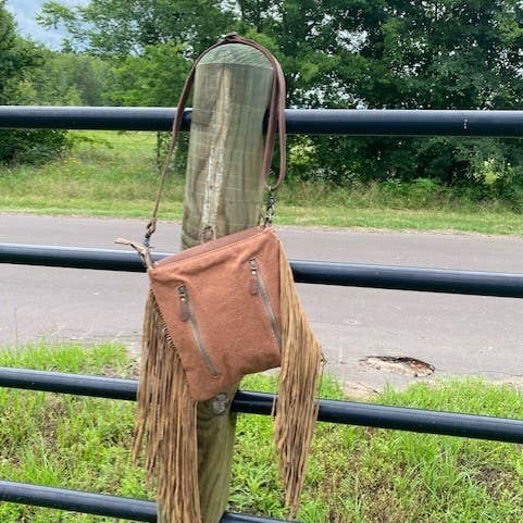 Texas Western Cowhide Bags and More - Wholesale Crossbody Bag - Women's - Leather Myra Western Fringe Bag - Crossbody