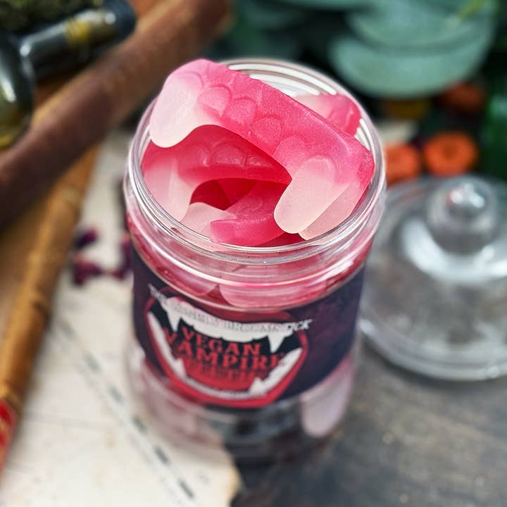The Lonely Broomstick - Wholesale Boiled sweets - Vegan Vampire Teeth Jar1