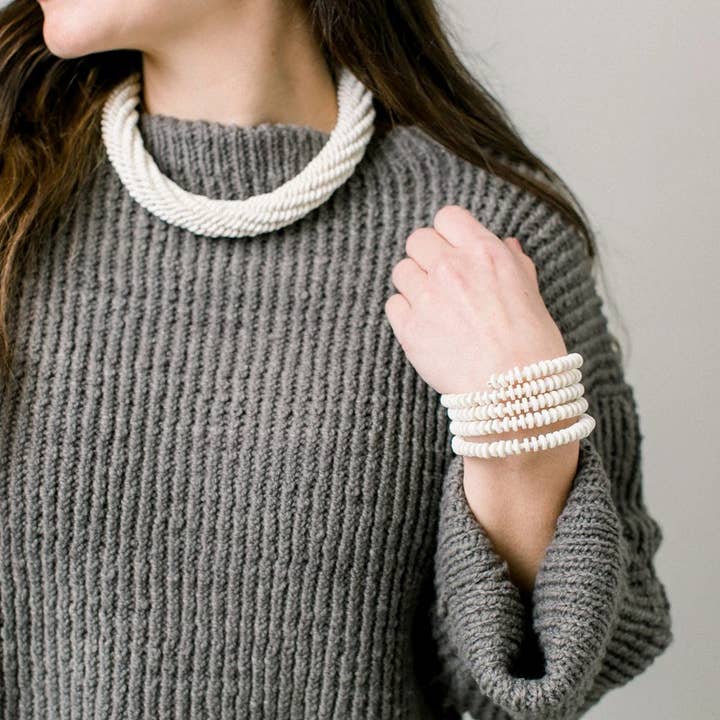 Hope Artisan Collective – Engroshandel Perlehalskæde – Struds æggeskal namibiske Roll halskæde, naturlige1