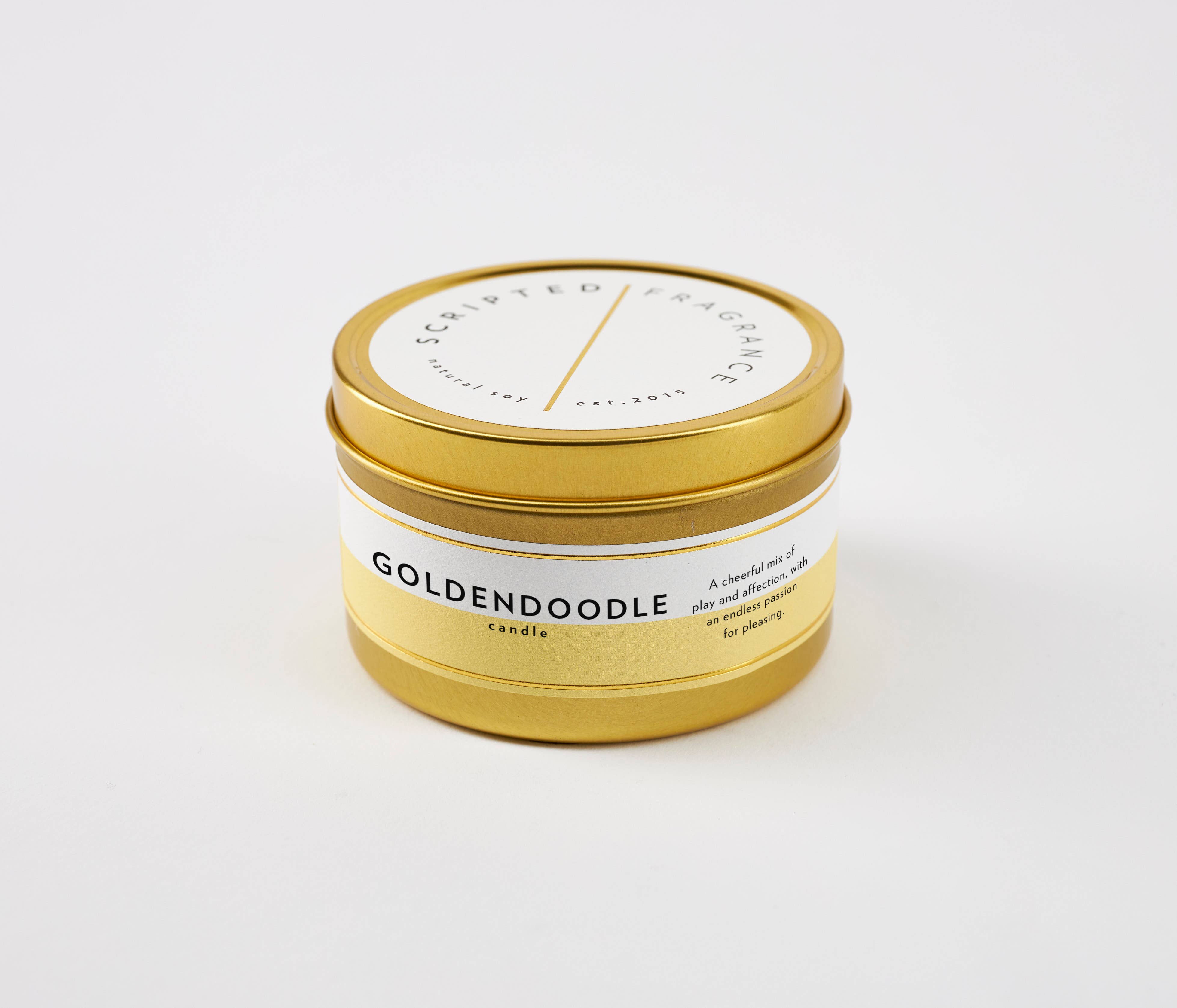 Scripted Fragrance - Wholesale Jar/Filled Candle - Goldendoodle Dog Soy Candle in Drinking Glass Two-In-One4