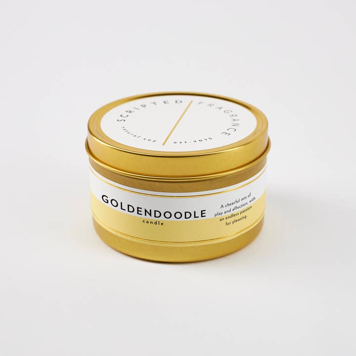 Scripted Fragrance - Wholesale Jar/Filled Candle - Goldendoodle Dog Soy Candle in Drinking Glass Two-In-One4