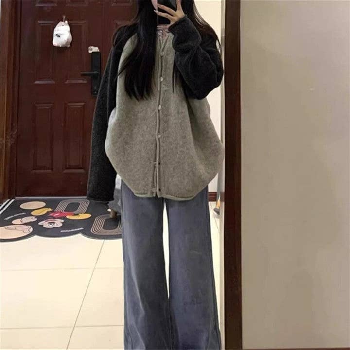 Color Block Long Sleeve Knit Cardigan for wholesale on Faire3