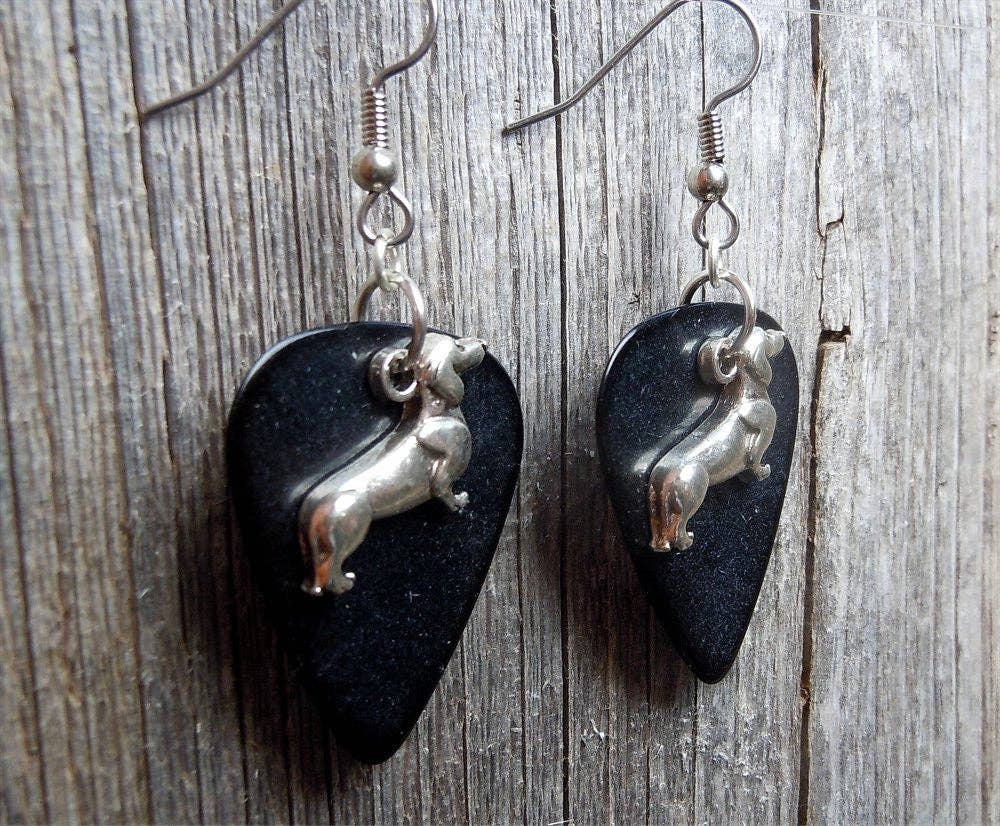 Simply Raevyn - Wholesale Dangle Earrings - Dachshund Charm Guitar Pick Earrings6