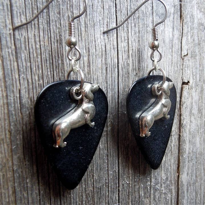 Simply Raevyn - Wholesale Dangle Earrings - Dachshund Charm Guitar Pick Earrings6