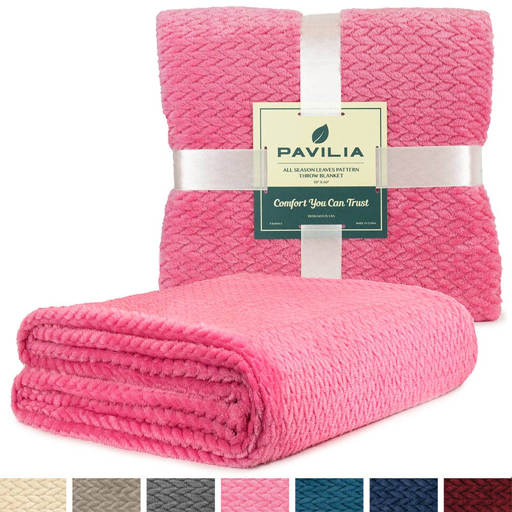Pavilia – Manta para sofá por atacado – Cobertor de fleece texturizado com estampa de folhas67